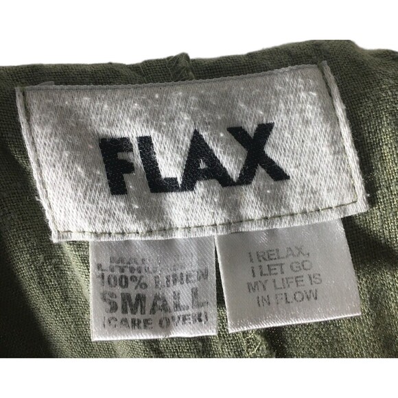 Flax Skirt Women's Size Small Green 100% Linen Stretch Pockets Knee Length - Picture 6 of 6